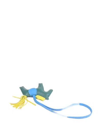 Pre-owned Hermes Pm Rodeo Milo-leather Bag Charm In Green