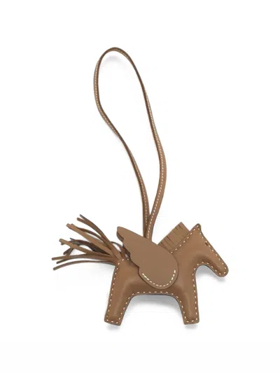 Pre-owned Hermes Pm Rodeo Pegase Bag Charm In Brown