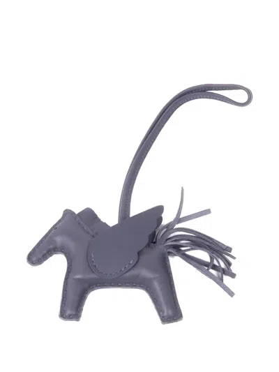Pre-owned Hermes Pm Rodeo Pégase Bag Charm In Gray