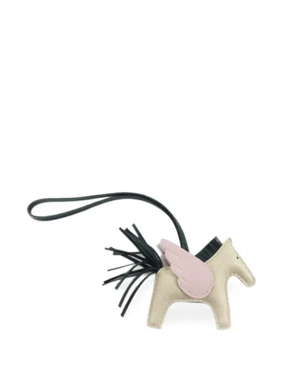 Pre-owned Hermes Pm Rodeo Pegase Bag Charm In Neutral