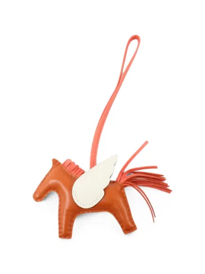 Pre-owned Hermes Pm Rodeo Pegase Bag Charm In Orange