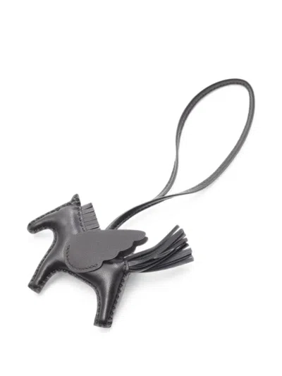 Pre-owned Hermes Pm Rodeo Pegasus Bag Charm In Black