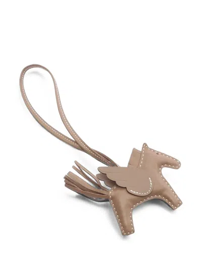 Pre-owned Hermes Pm Rodeo Pegasus Bag Charm In Brown