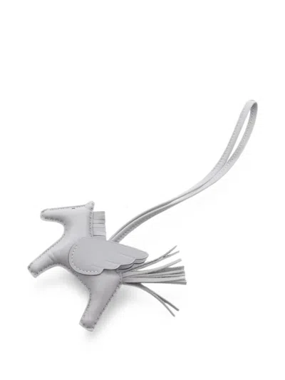 Pre-owned Hermes Pm Rodeo Pegasus Bag Charm In Grey