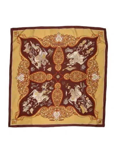 Pre-owned Hermes Poésie Persane Silk Scarf In Brown