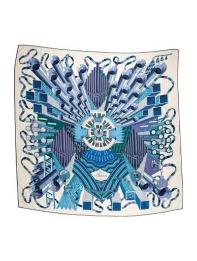 Pre-owned Hermes Point D'orgue Cashmere Shawl In Blue