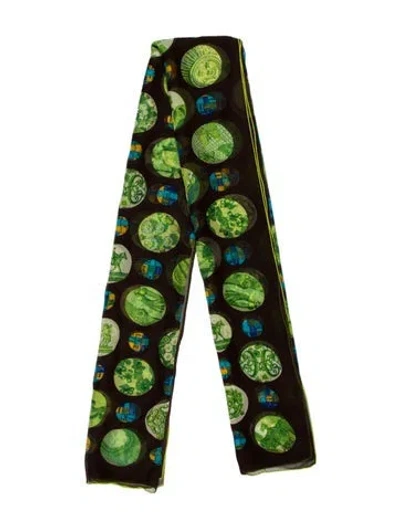 Pre-owned Hermes Pois De Soie Silk Scarf In Green