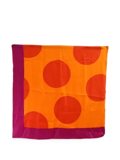 Pre-owned Hermes Polka-dot Scarf In Orange