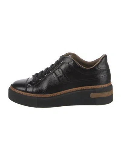 Pre-owned Hermes Polo Wedge Wedge Sneakers In Black