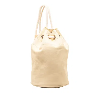 Hermes Hermès Polochon Beige Cotton Shopper Bag () In White