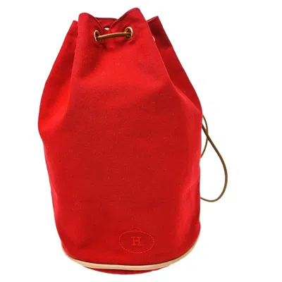 Pre-owned Hermes Polochon Drawstring Cotton Red Cotton Backpack Bag ()