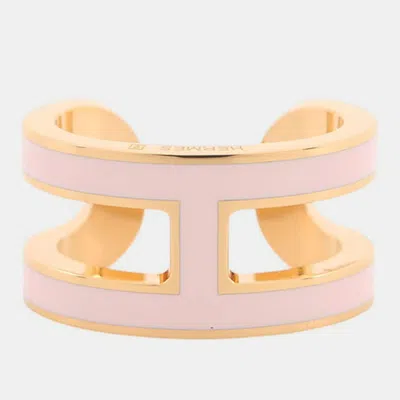 Pre-owned Hermes Pop Ash Ear Cuff Rose Dragee Lacquer Gold Plated