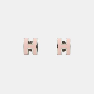 Pre-owned Hermes Pop Ash Earrings Size Mini Pink Metal Lacquer