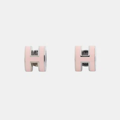 Pre-owned Hermes Pop Ash Earrings Size Mini Pink Metal Lacquer