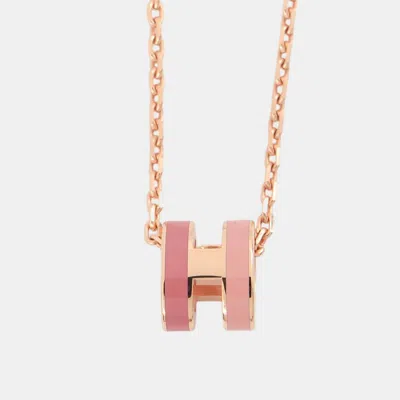 Pre-owned Hermes Pop Ash Necklace Rocabar Size Mini Beauty Lacquer Gold Plated