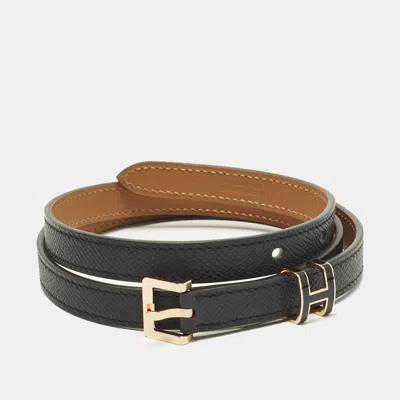 Pre-owned Hermes Hermès Pop H 75 Cm Buckle Belt Noir Epsom Leather In Black