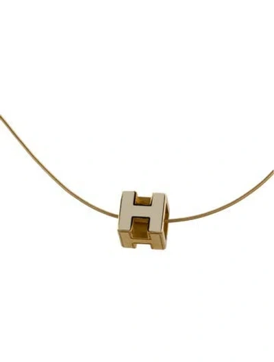 Pre-owned Hermes Pop H Cube Pendant Necklace, 16.5" In White
