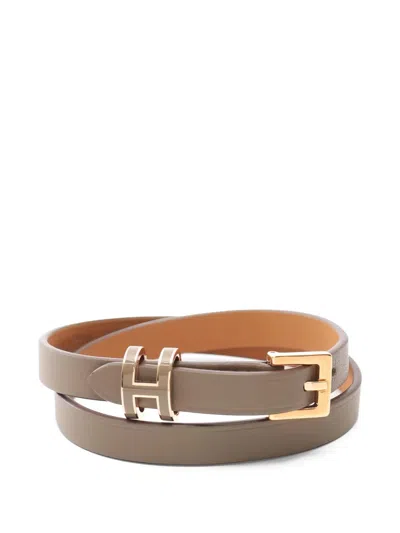 Pre-owned Hermes Pop H Double Tour Bracelet In Brown