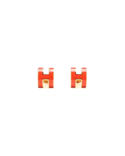 Pre-owned Hermes Hermès Pop H Earrings In Red