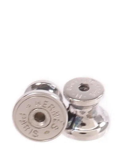 Pre-owned Hermes Pop H Earrings In Silver