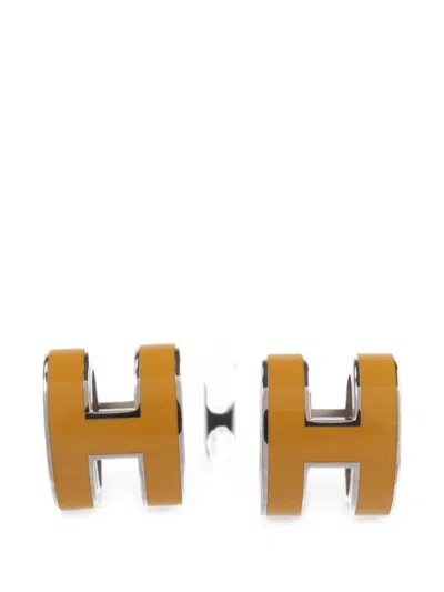 Pre-owned Hermes Pop H Earrings In Silver