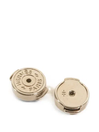 Pre-owned Hermes Pop H Enamel Earrings In Silver