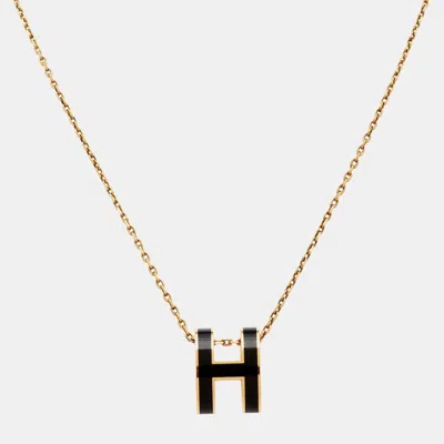 Pre-owned Hermes Hermès Pop H Enamel Gold Plated Necklace