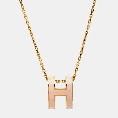 Pre-owned Hermes Hermès Pop H Enamel Gold Plated Pendant Necklace