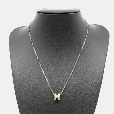 Pre-owned Hermes Hermès Pop H Enamel Rose Gold Plated Mini Necklace