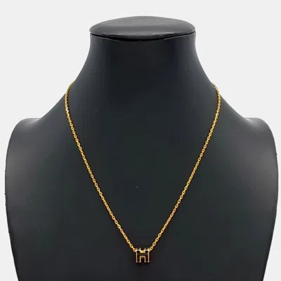 Pre-owned Hermes Pop H Gold Plated Mini Necklace