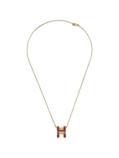 Pre-owned Hermes Pop H Pendant Necklace In Gold