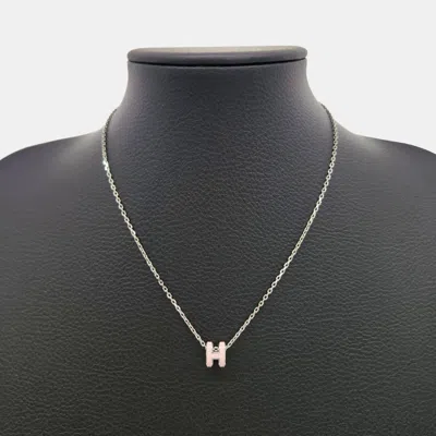 Pre-owned Hermes Pop H Silver Plated Mini Necklace