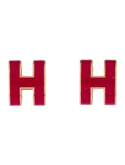 Pre-owned Hermes Pop H Stud Earrings In Multi
