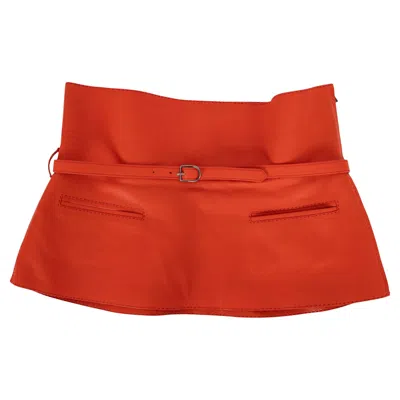 Pre-owned Hermes Poppy Orange Leather 2011 Belted Peplum Waist Belt 38