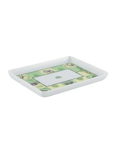 Pre-owned Hermes Porcelain Africa Small Tray In Green