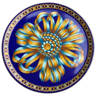 Pre-owned Hermes Hermès Porcelain Plate "cocarde De Soie" In Purple
