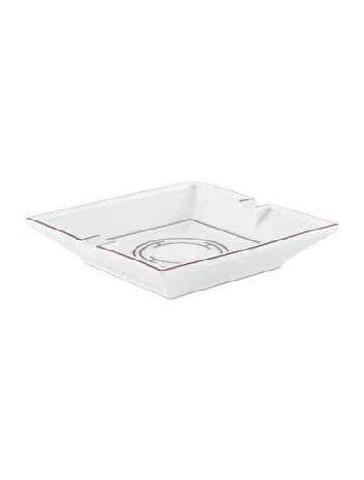 Pre-owned Hermes Porcelain Rythme Ashtray In Burgundy
