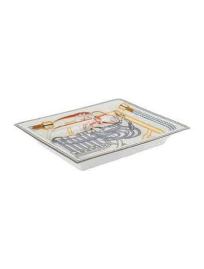Pre-owned Hermes Porcelain Tray In Neutral