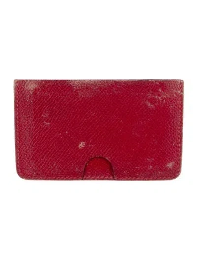 Pre-owned Hermes Porquerolles Card Holder In Red