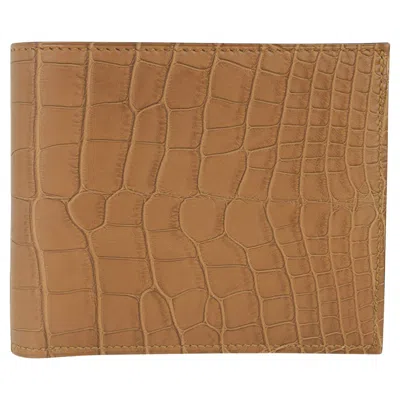 Pre-owned Hermes Portefeuille Mc2 Copernic Matte Kraft Alligator Wallet In Brown