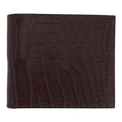 Pre-owned Hermes Portefeuille Mc2 Copernic Wallet Matte Havane Alligator In Black