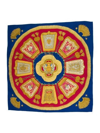 Pre-owned Hermes Poste Et Cavalerie Silk Scarf In Blue