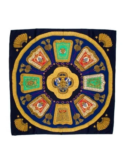 Pre-owned Hermes Poste Et Cavalerie Silk Scarf In Blue