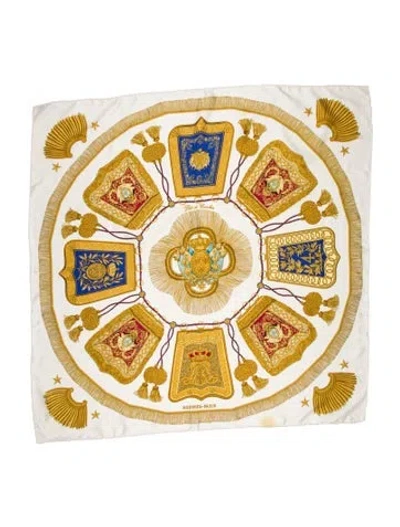 Pre-owned Hermes Poste Et Cavalerie Silk Scarf In Neutral