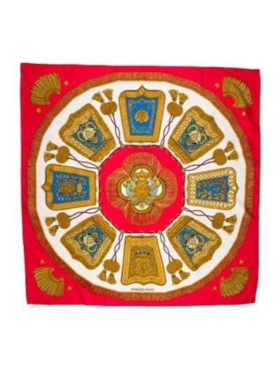 Pre-owned Hermes Poste Et Cavalerie Silk Scarf In Red
