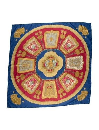 Pre-owned Hermes Poste Et Cavalerie Silk Scarf In Yellow