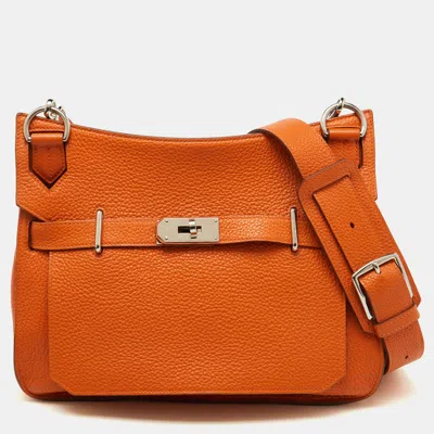 Pre-owned Hermes Potiron Orange Taurillon Clemence Leather Jypsiere 31 Bag