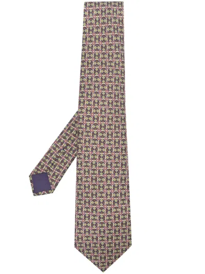 Pre-owned Hermes  Geometric-pattern Silk In Green