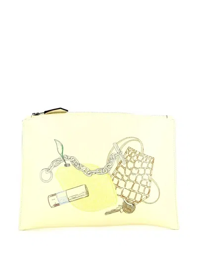 Pre-owned Hermes  Graphic-print Pouch In Neutrals