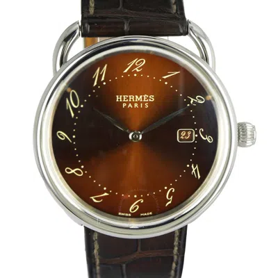 Pre-owned Hermes Arceau Quartz Brown Dial Men's Watch Ar5.710